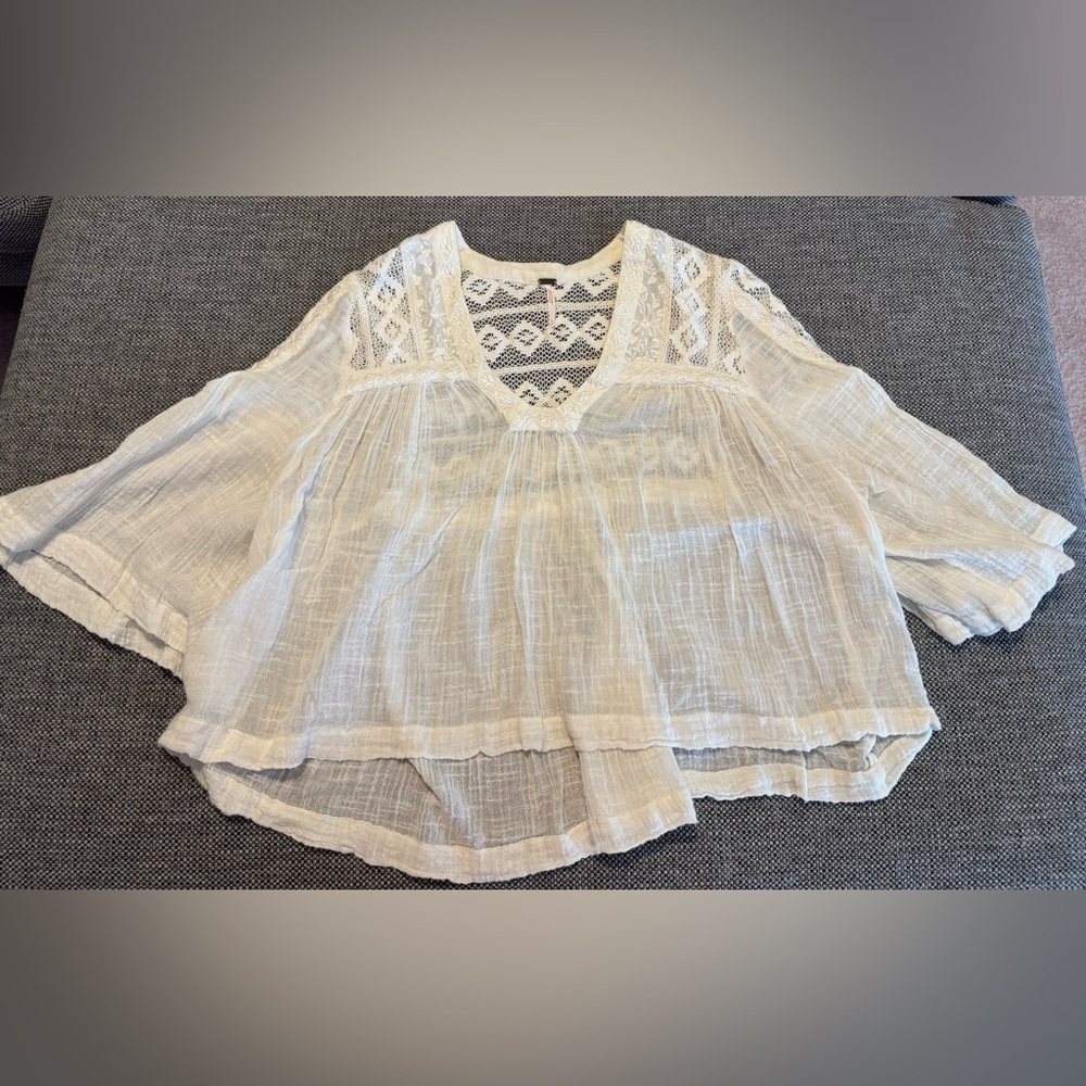 Free People Cream Crochet Top